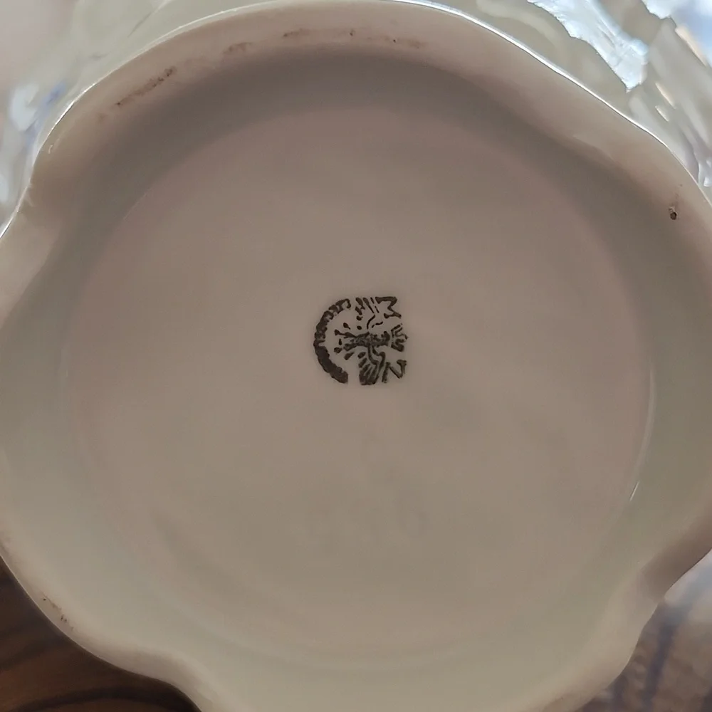 MZ CZECHOSLOVAKIA Vintage white teapot with lid blue ditsy floral